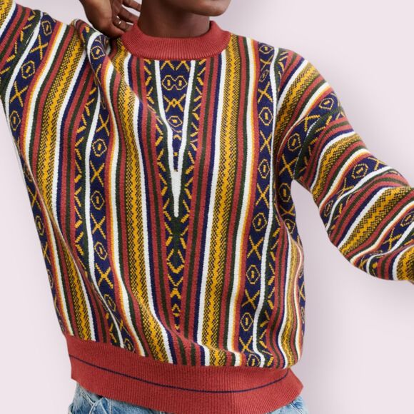 LOST + WANDER Pull Over Sweater Size XS/S Crew Neck Cozy Soft Vertical Stripes - Picture 1 of 9